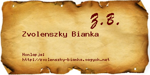 Zvolenszky Bianka névjegykártya